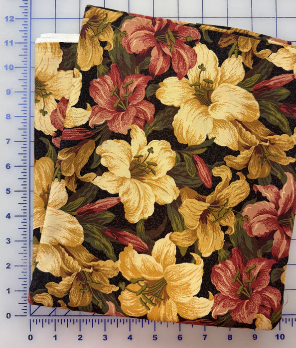House & Garden Large Floral Brown 2 Yard Piece