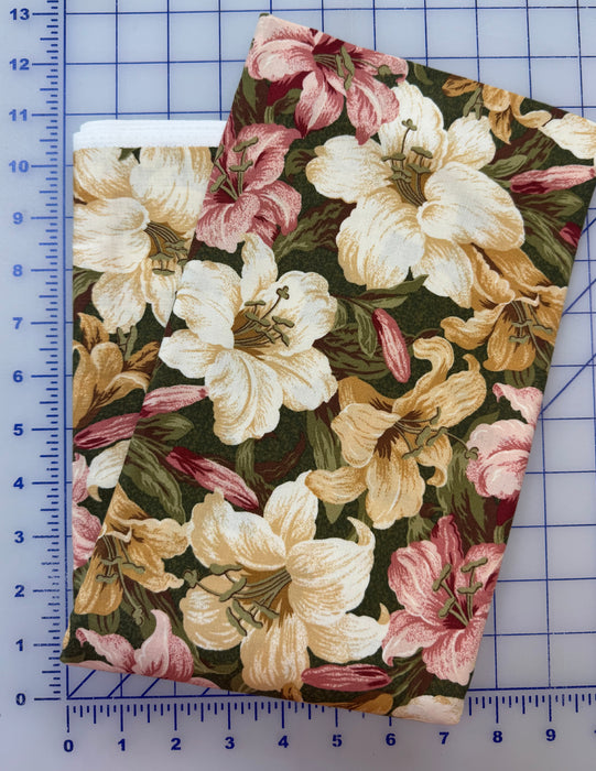 House & Garden Large Floral Green 2 Yard Piece