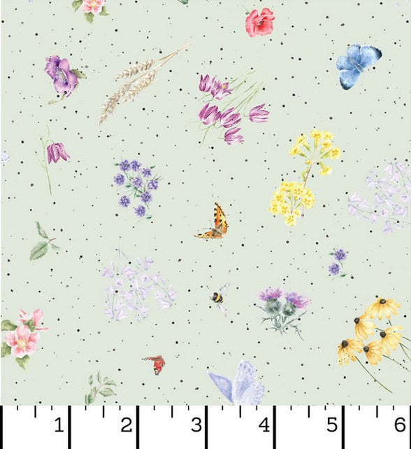 Together is Better - Flowers & Butterflies Pale Green