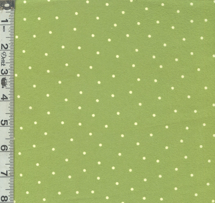 KB Basics Flannel - Small Dot Green/White