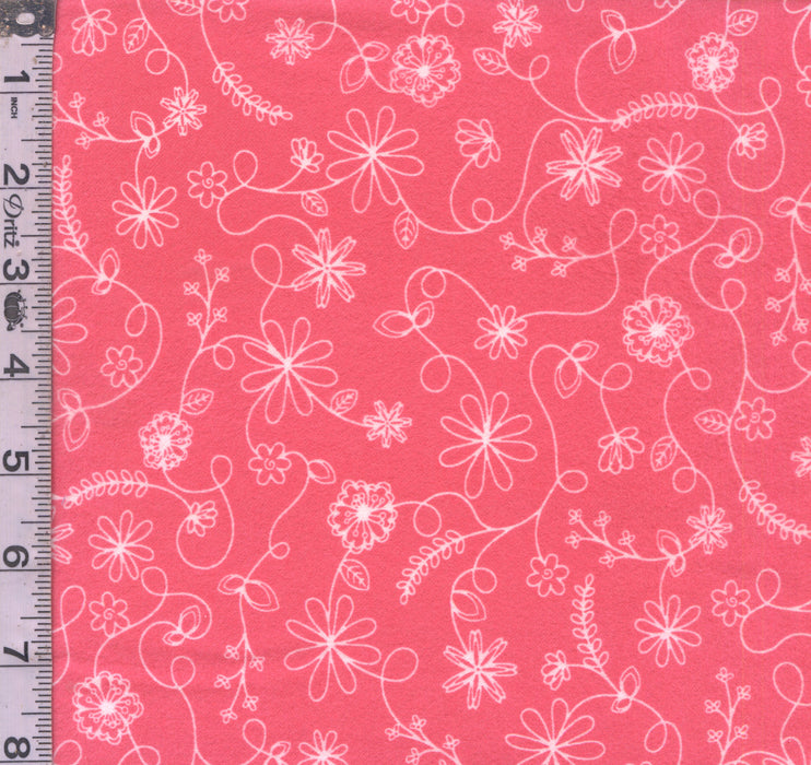 KB Basics Flannel - Swirl Floral Deep Pink