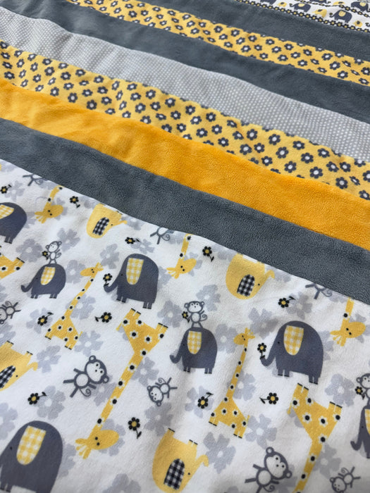 Gray & Yellow Elephant Minky Quilt