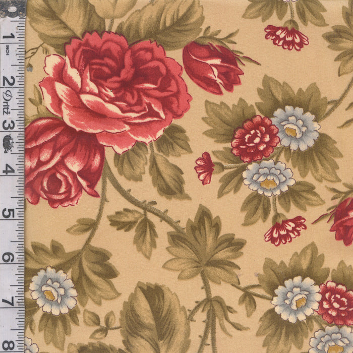 Rosewood 108" Wide - Florals Dark Cream