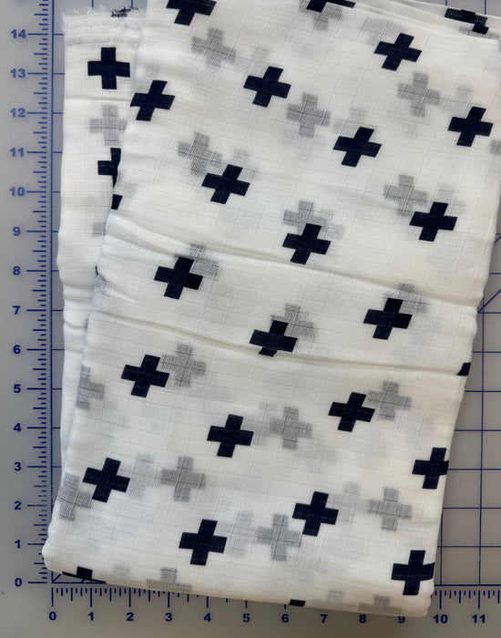 Navy Plus Signs 56/58" Double Gauze 3 Yard Piece