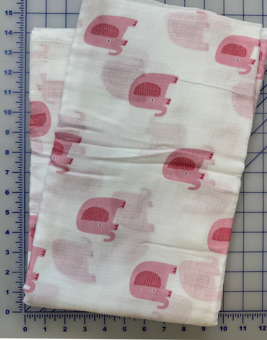 Pink Elephant 56/58" Double Gauze 3 Yard Piece
