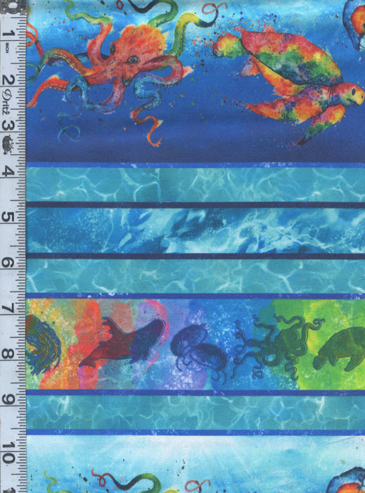 The Deep Digital Print - Sea Creatures Stripe Multi