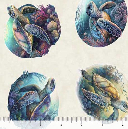 Endless Blue - Sea Turtle Circle Beige
