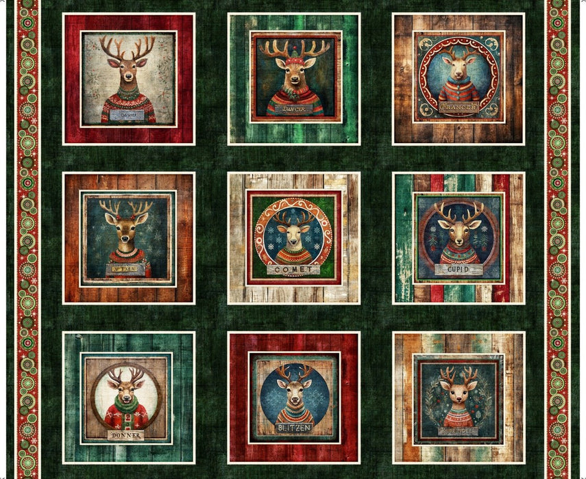 Santa's Workshop Panel - Large Blocks Green