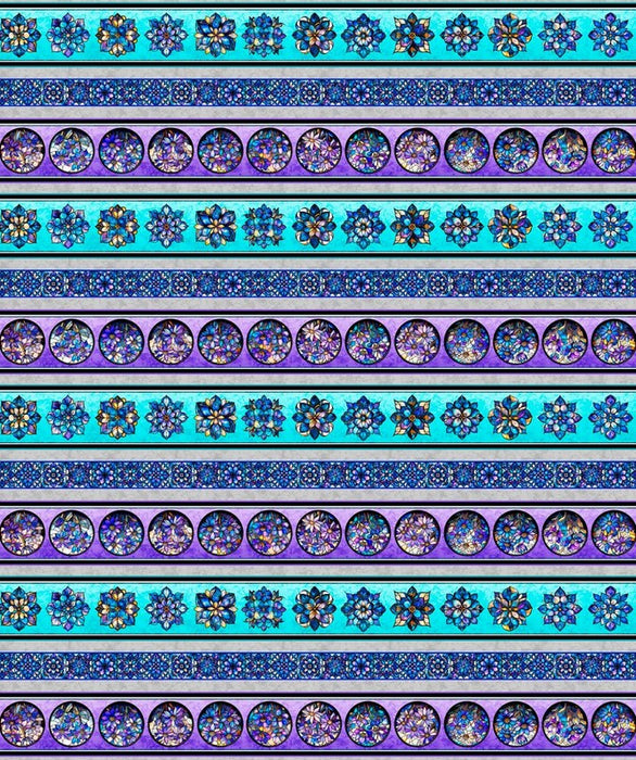 Mosaic Blooms - Stained Glass Floral Stripe Multi