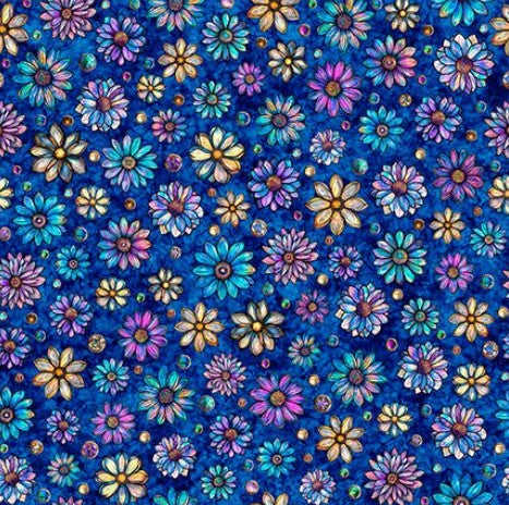 Mosaic Blooms - Small Floral Dark Navy