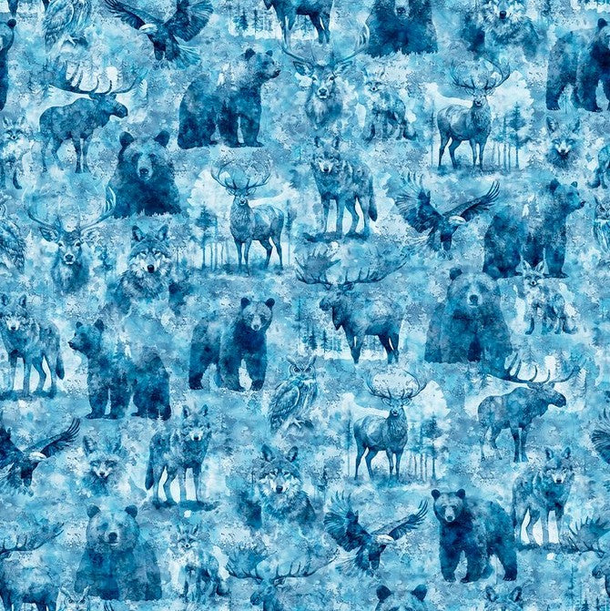 Mountain Splendor - Lodge Animal Light Blue
