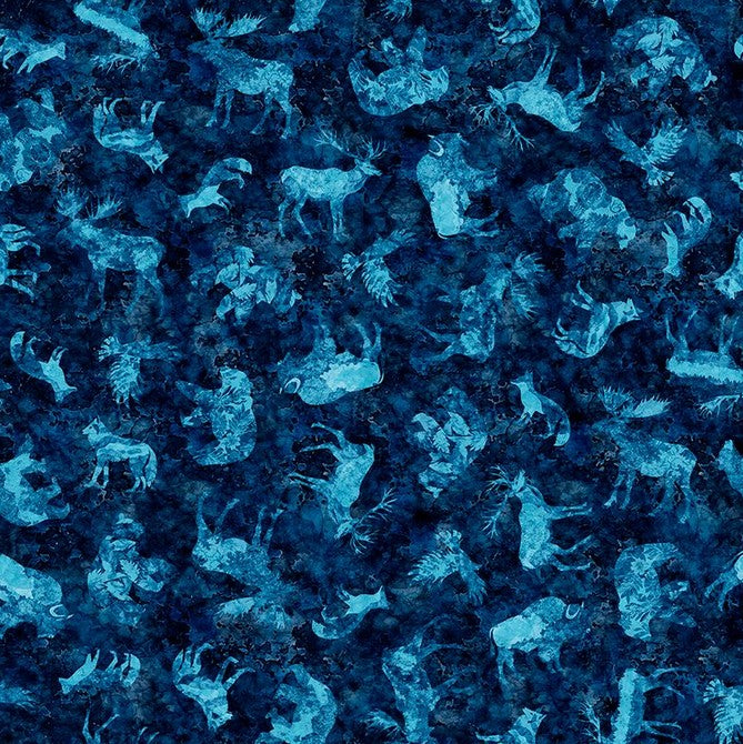 Mountain Splendor - Animal Silhouettes Navy