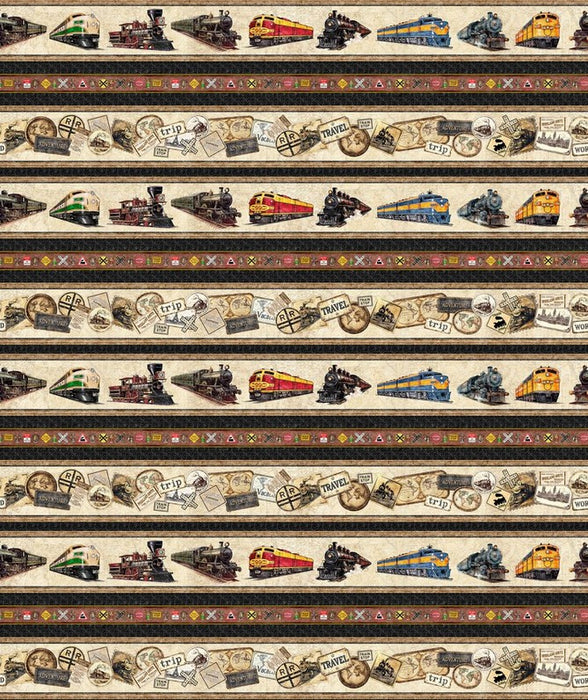 Steam & Steel - Train Border Stripe Multi
