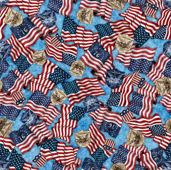 1776 - American Flag & 250 Crest Blue