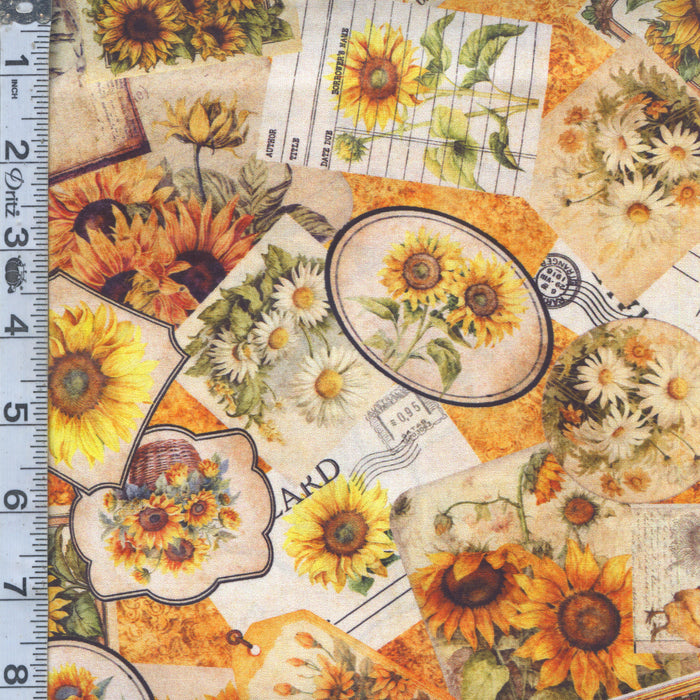 Sunflower Serenade - Sunflower Ephemera Orange 12" Remnant