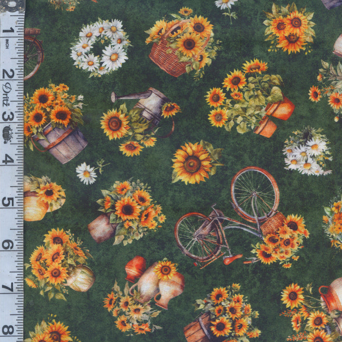 Sunflower Serenade - Sunflowers & Bikes Green