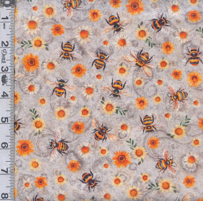 Sunflower Serenade - Sunflowers & Bumble Bees Gray