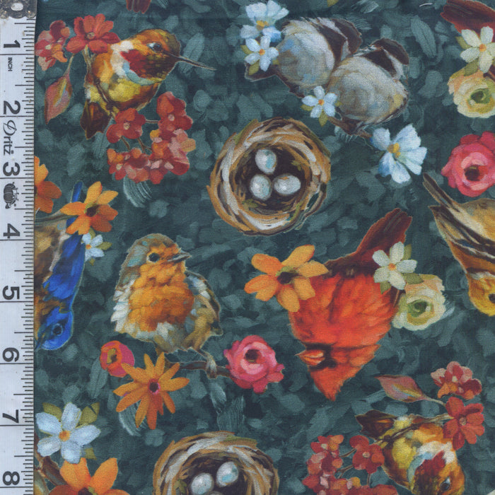 Joyful Garden - Bird Toss Dark Chambray