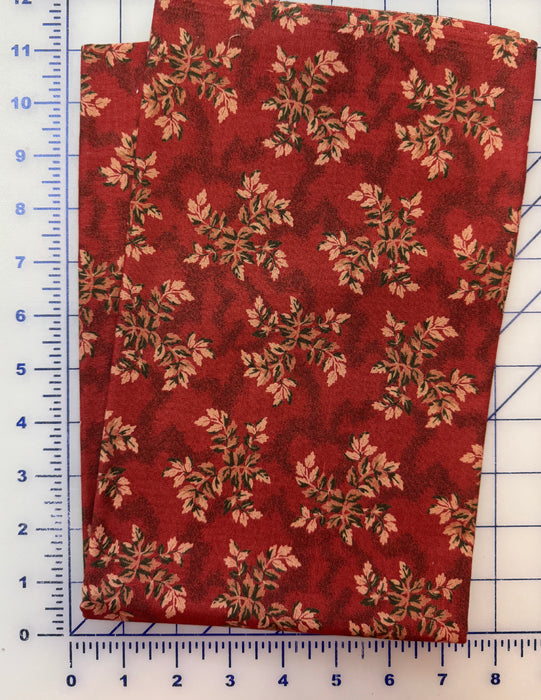 House & Garden Leaves Red 3/4 Yard Piece