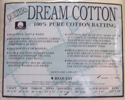 Quilter's Dream Cotton Request Natural Batting - Double