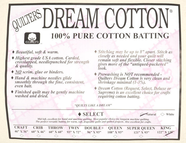 Quilter's Dream Cotton Select Natural Batting - King