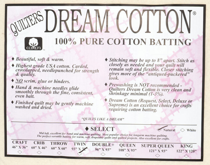 Quilter's Dream Cotton Select Natural Batting - Twin