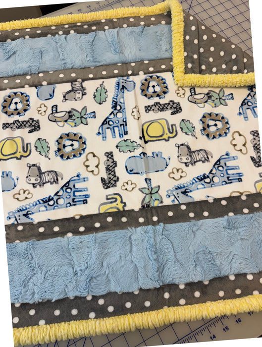 Blue & Yellow Jungle Cuddle Quilt
