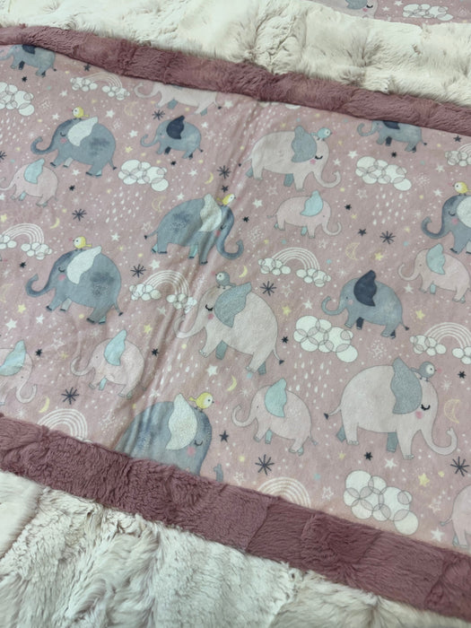 Pink Elephant Cuddle Quilt