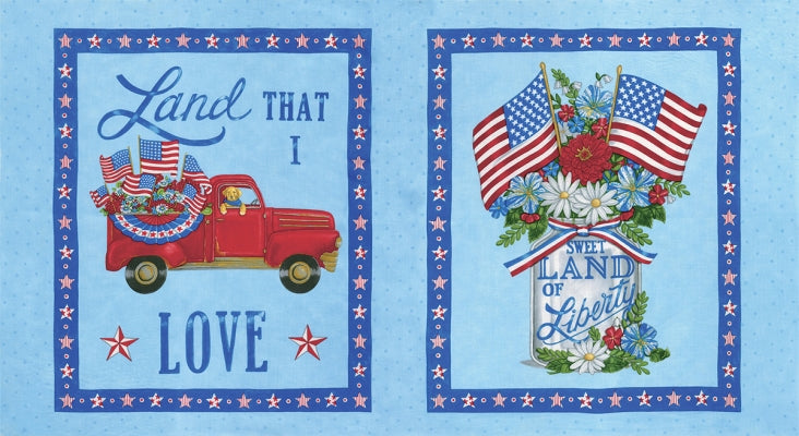 All American Panel - Red Truck Sky Blue